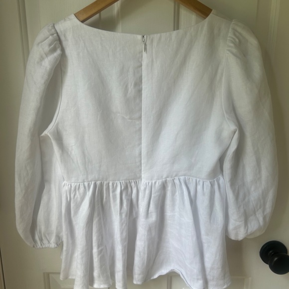 Reformation Abigail Linen Top - White - Size 8 - Picture 3 of 5